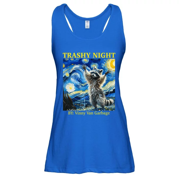 Raccoon Starry Night Van Gogh Racoon Gifts Ladies Essential Flowy Tank