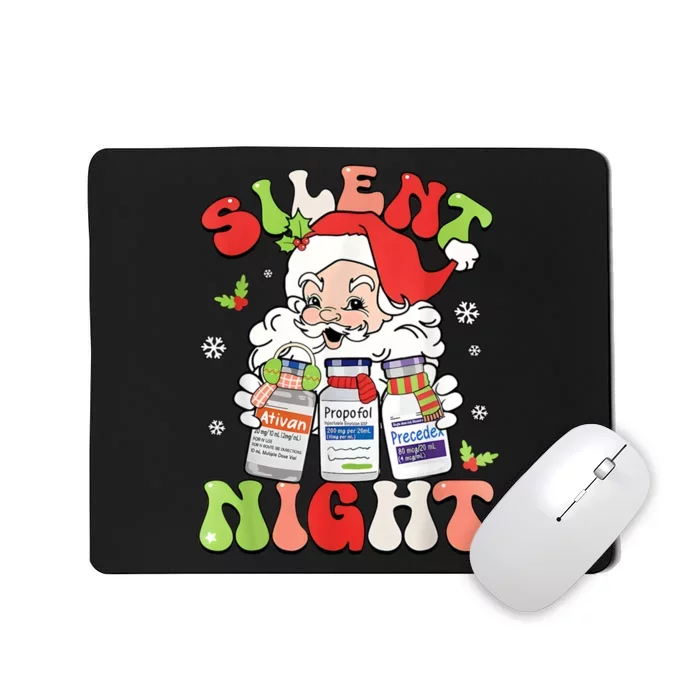 Retro Silent Night Icu Nurse Christmas Intensive Care Unit Mousepad