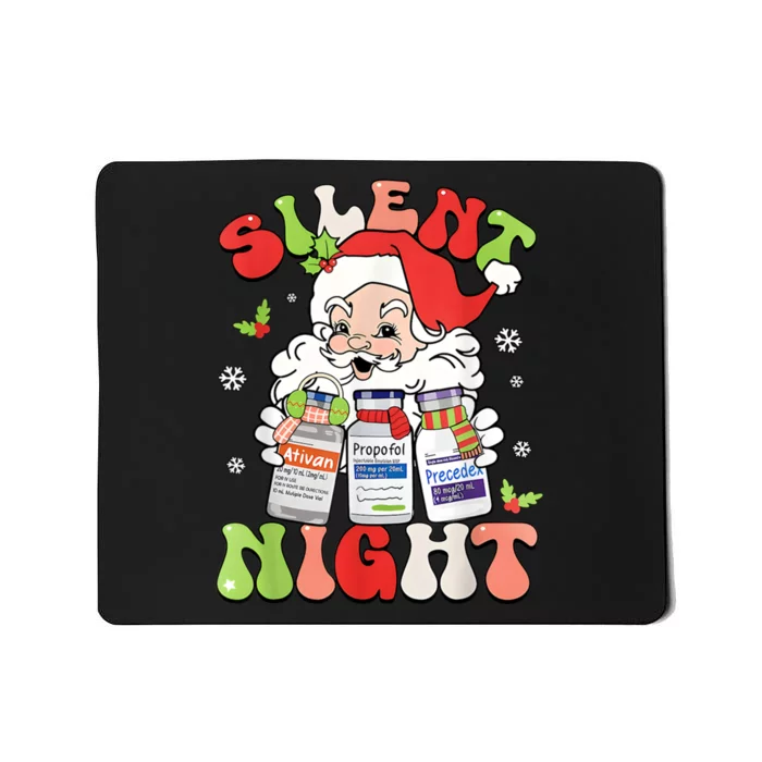 Retro Silent Night Icu Nurse Christmas Intensive Care Unit Mousepad