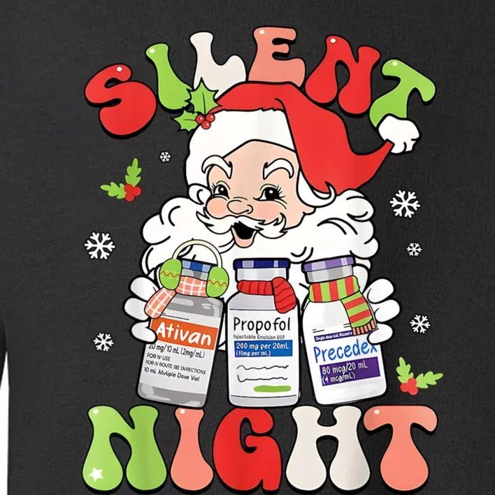 Retro Silent Night Icu Nurse Christmas Intensive Care Unit Toddler Sweatshirt