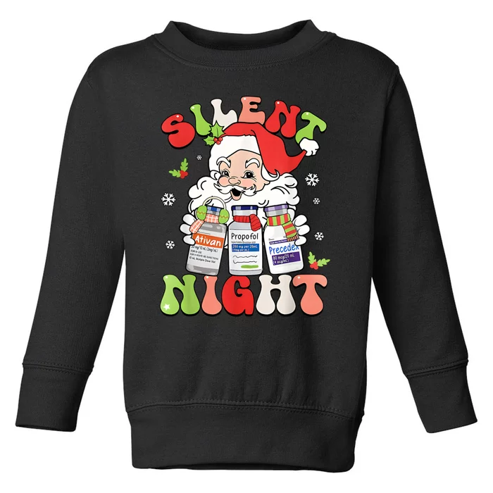 Retro Silent Night Icu Nurse Christmas Intensive Care Unit Toddler Sweatshirt