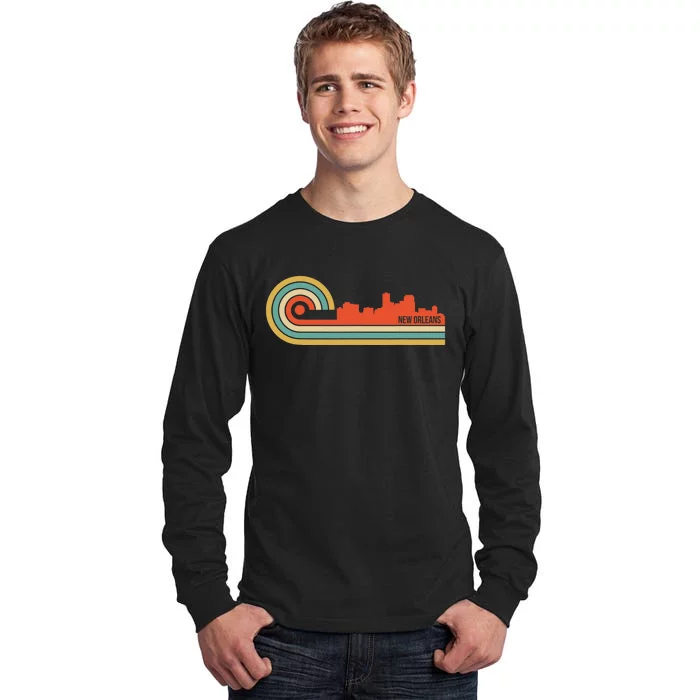 Retro Style New Orleans Louisiana Skyline Tall Long Sleeve T-Shirt