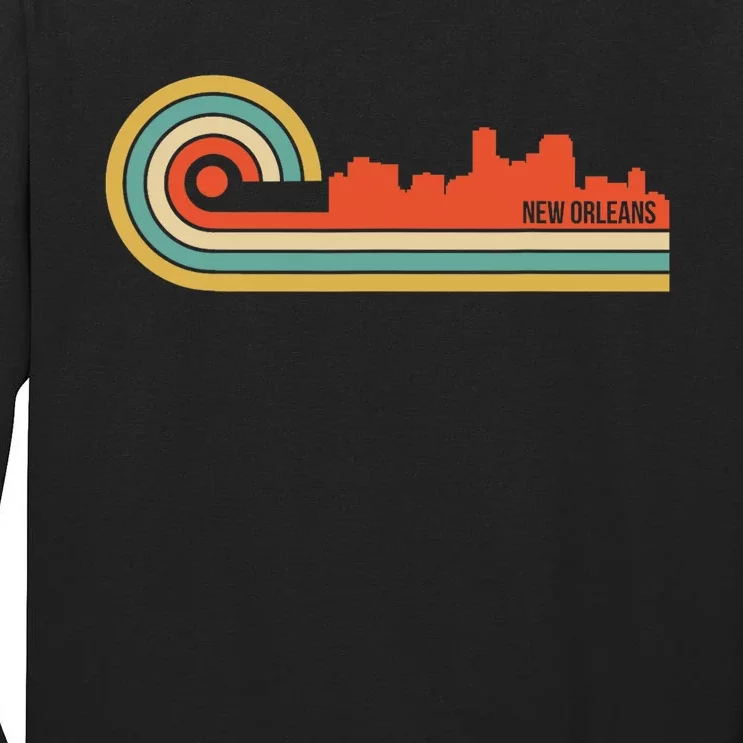 Retro Style New Orleans Louisiana Skyline Tall Long Sleeve T-Shirt