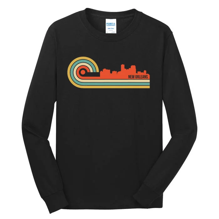 Retro Style New Orleans Louisiana Skyline Tall Long Sleeve T-Shirt