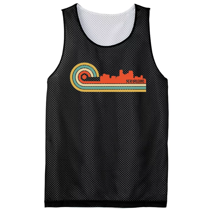 Retro Style New Orleans Louisiana Skyline Mesh Reversible Basketball Jersey Tank