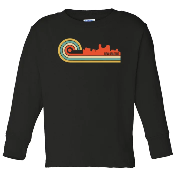 Retro Style New Orleans Louisiana Skyline Toddler Long Sleeve Shirt