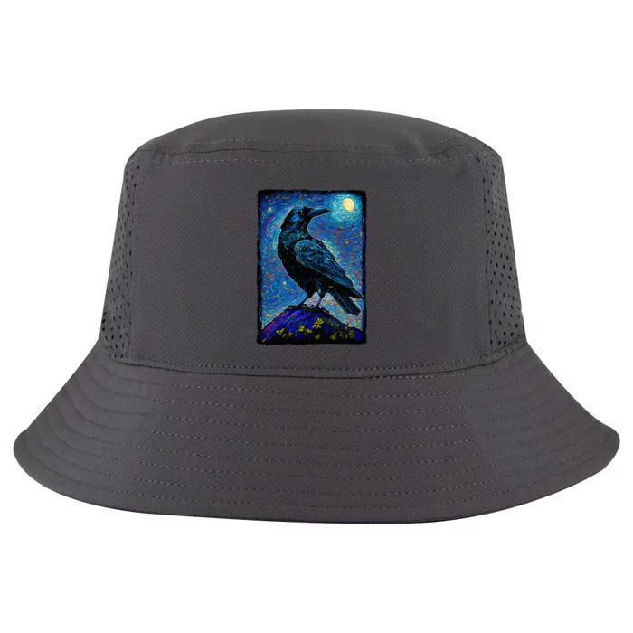 Raven Starry Night Style Painting Van Gogh Crow Lover Cool Comfort Performance Bucket Hat