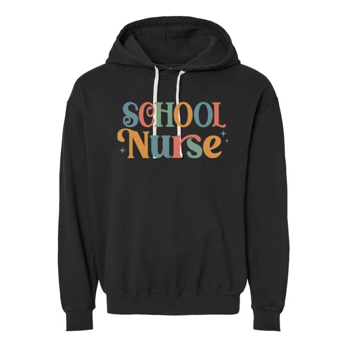 Retro School Nurse Mom Gift Garment-Dyed Fleece Hoodie