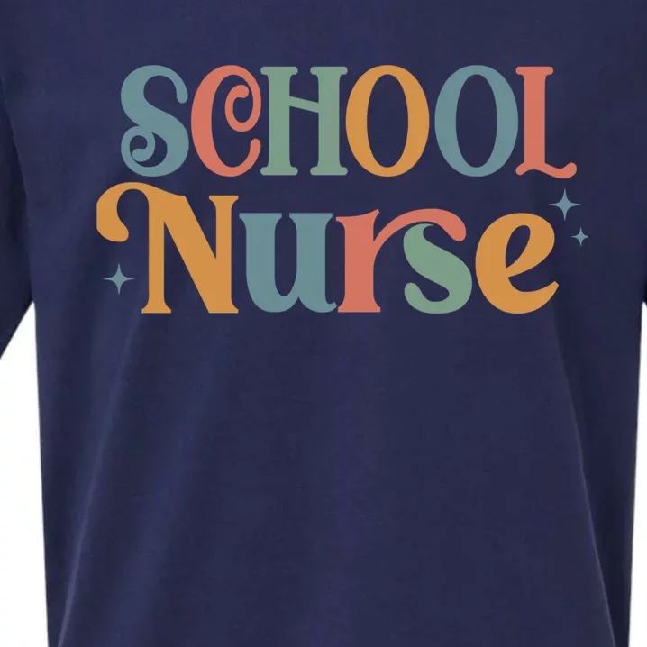 Retro School Nurse Mom Gift Sueded Cloud Jersey T-Shirt