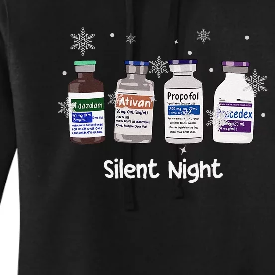 Retro Silent Night Icu Nurse Christmas Intensive Care Unit Women's Pullover Hoodie