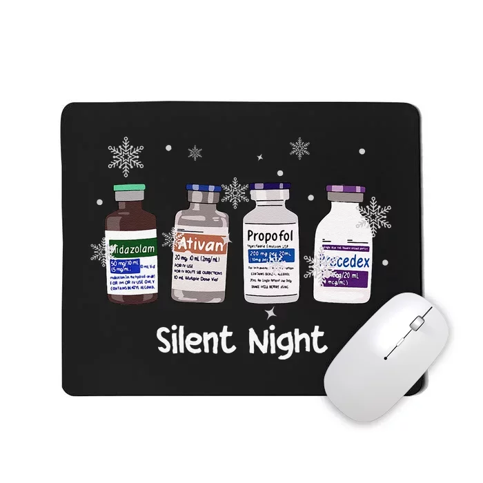 Retro Silent Night Icu Nurse Christmas Intensive Care Unit Mousepad