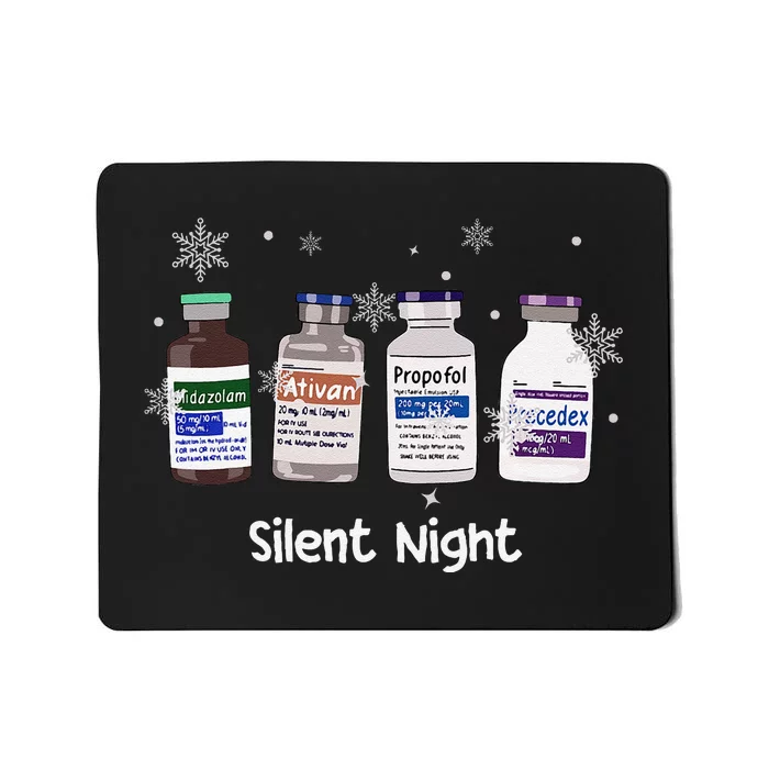 Retro Silent Night Icu Nurse Christmas Intensive Care Unit Mousepad