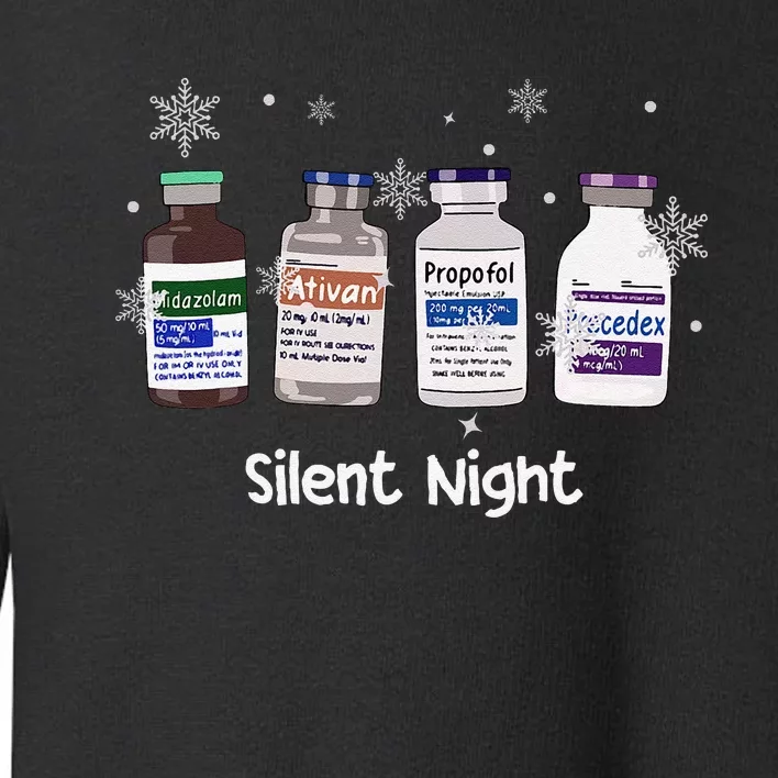 Retro Silent Night Icu Nurse Christmas Intensive Care Unit Toddler Sweatshirt