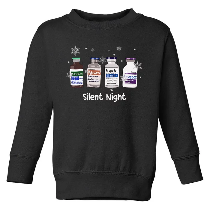 Retro Silent Night Icu Nurse Christmas Intensive Care Unit Toddler Sweatshirt