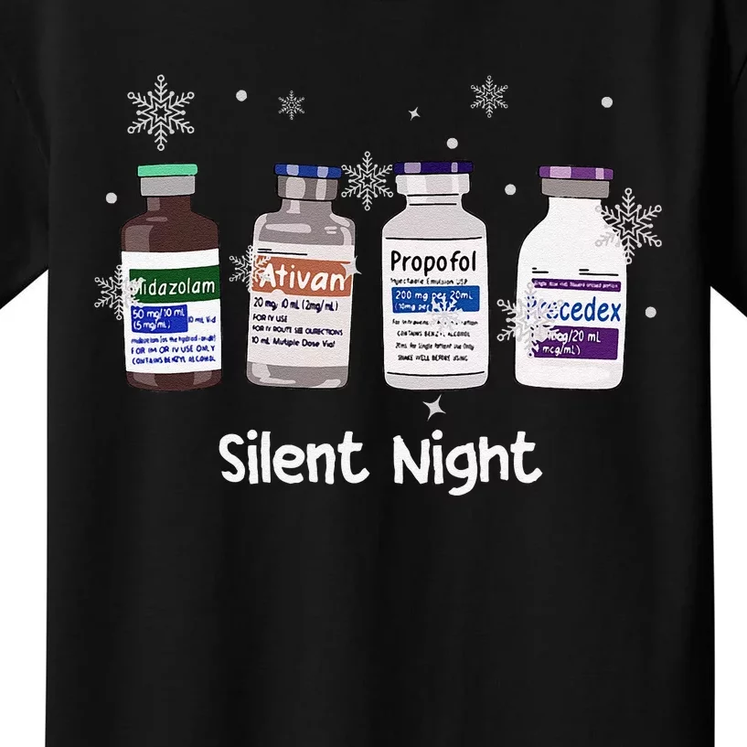 Retro Silent Night Icu Nurse Christmas Intensive Care Unit Kids T-Shirt