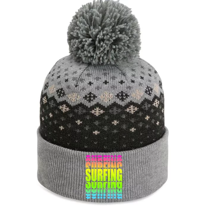 Retro Surfing Neon The Baniff Cuffed Pom Beanie