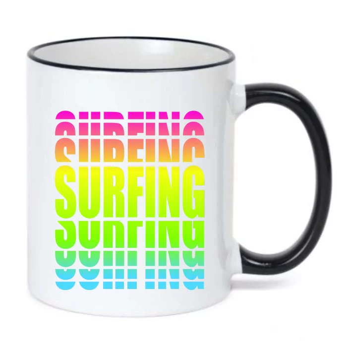 Retro Surfing Neon Black Color Changing Mug