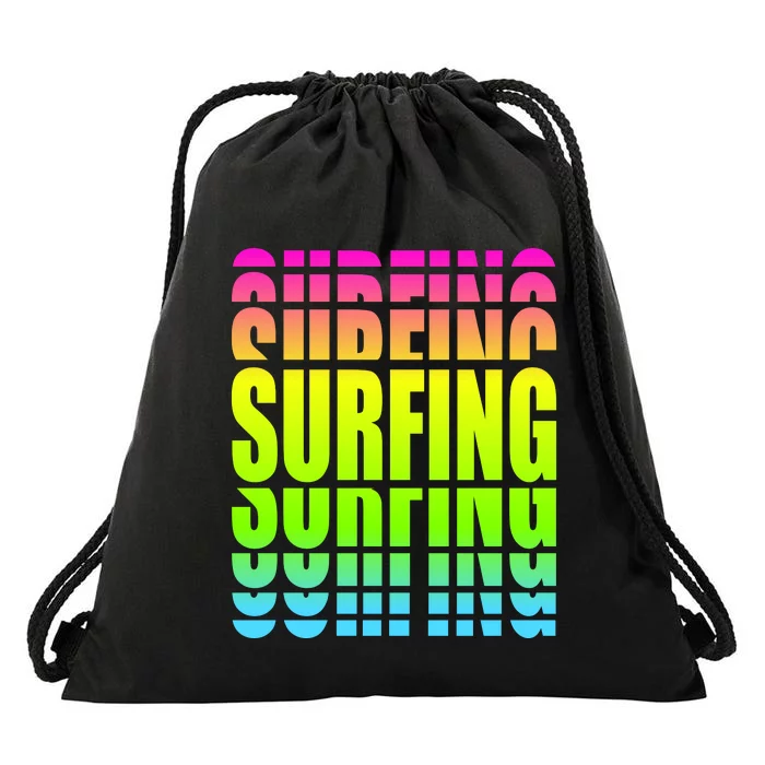 Retro Surfing Neon Drawstring Bag