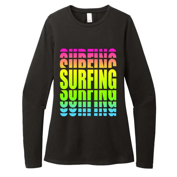 Retro Surfing Neon Womens CVC Long Sleeve Shirt