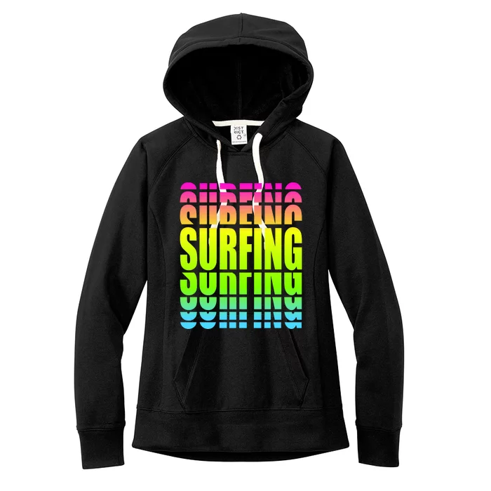 Retro Surfing Neon Women's Fleece Hoodie