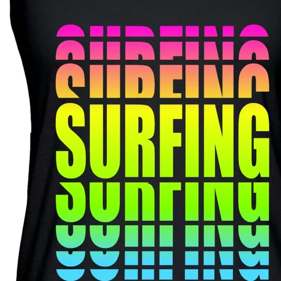 Retro Surfing Neon Ladies Essential Flowy Tank