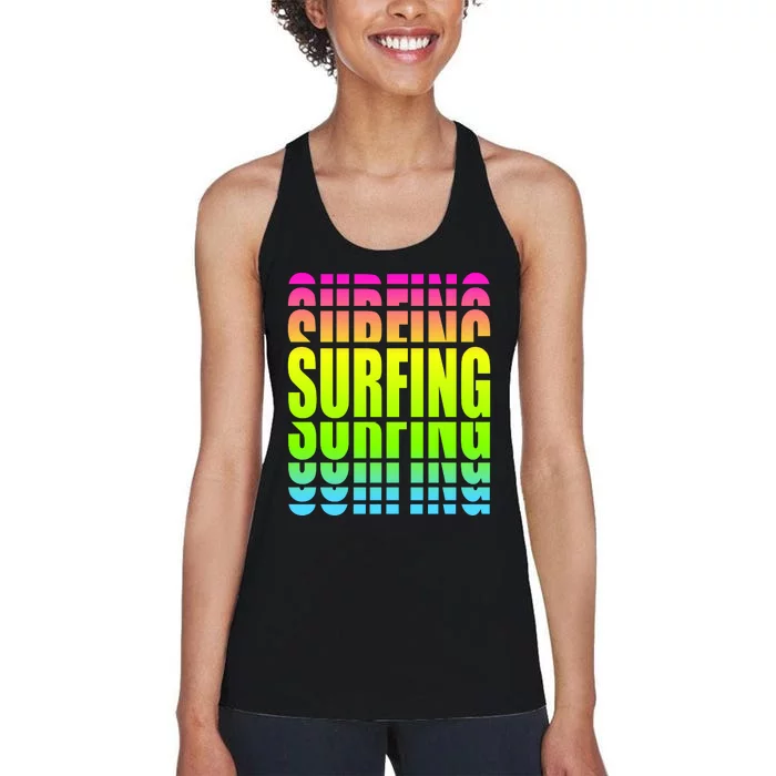 Retro Surfing Neon Women's Racerback Tank