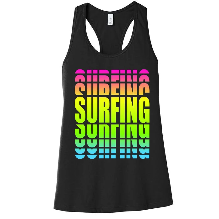 Retro Surfing Neon Women's Racerback Tank