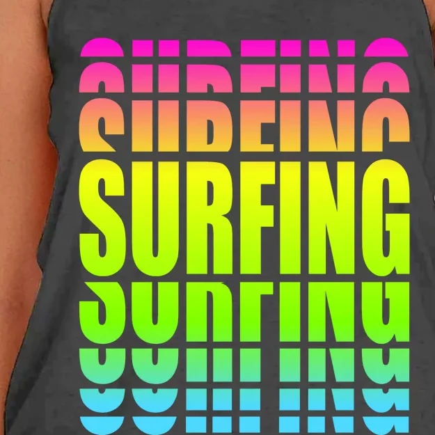 Retro Surfing Neon Women's Knotted Racerback Tank