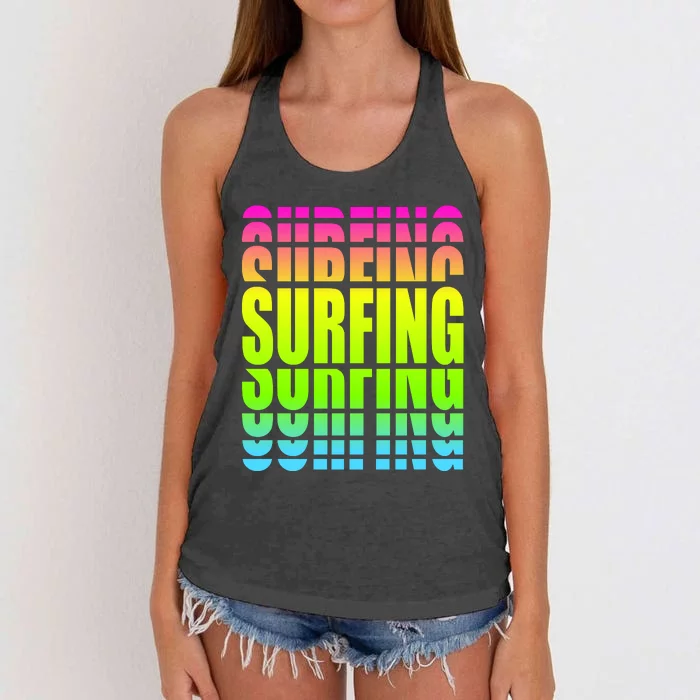 Retro Surfing Neon Women's Knotted Racerback Tank