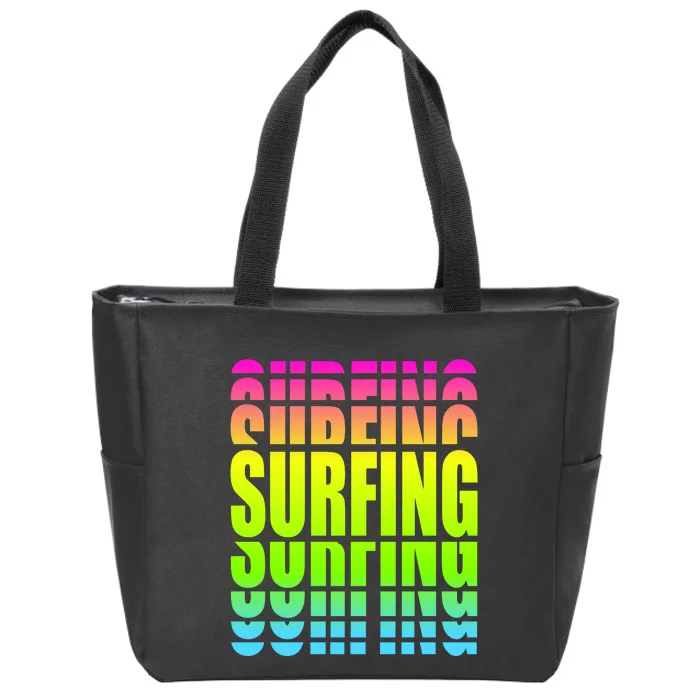 Retro Surfing Neon Zip Tote Bag