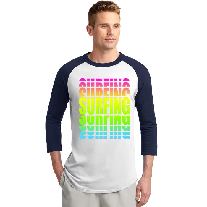 Retro Surfing Neon Baseball Sleeve Shirt