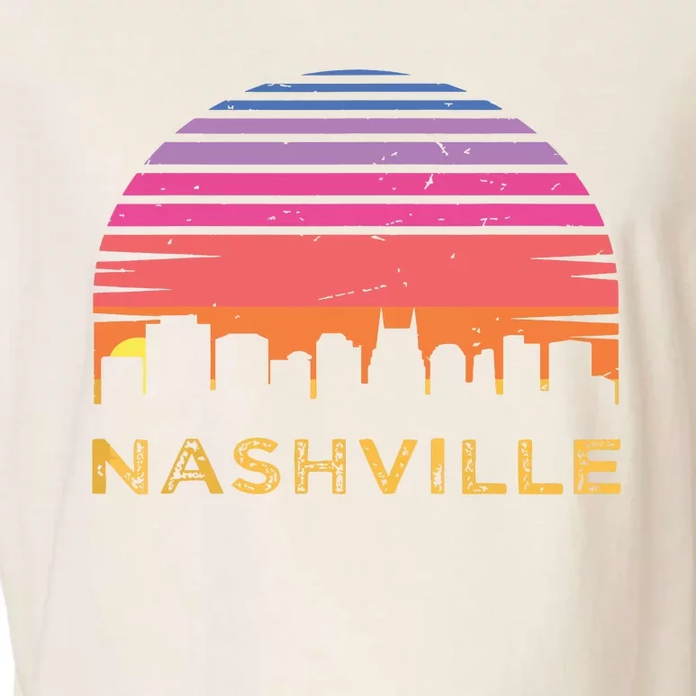 Retro Sunset Nashville Tennessee Vintage Skyline Souvenir Garment-Dyed Women's Muscle Tee