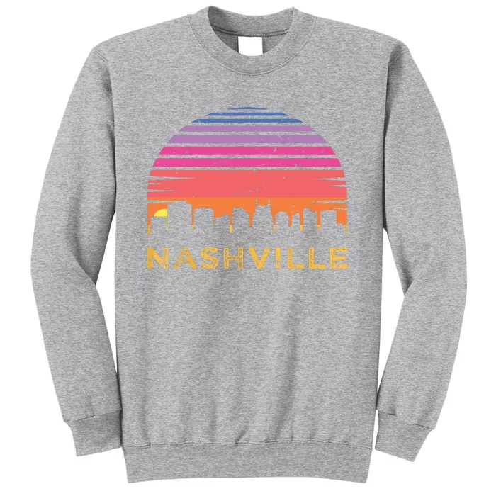 Retro Sunset Nashville Tennessee Vintage Skyline Souvenir Tall Sweatshirt