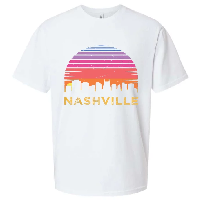 Retro Sunset Nashville Tennessee Vintage Skyline Souvenir Sueded Cloud Jersey T-Shirt