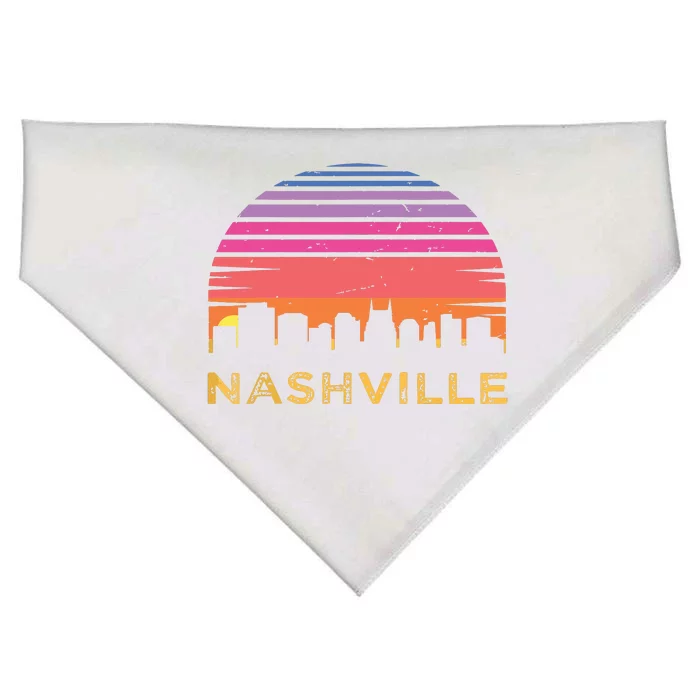 Retro Sunset Nashville Tennessee Vintage Skyline Souvenir USA-Made Doggie Bandana