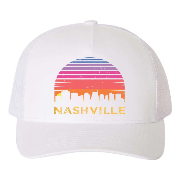 Retro Sunset Nashville Tennessee Vintage Skyline Souvenir Yupoong Adult 5-Panel Trucker Hat