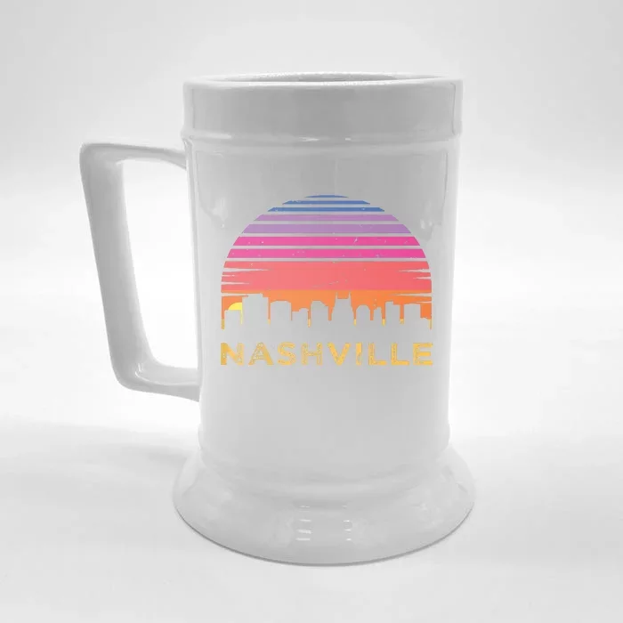 Retro Sunset Nashville Tennessee Vintage Skyline Souvenir Front & Back Beer Stein