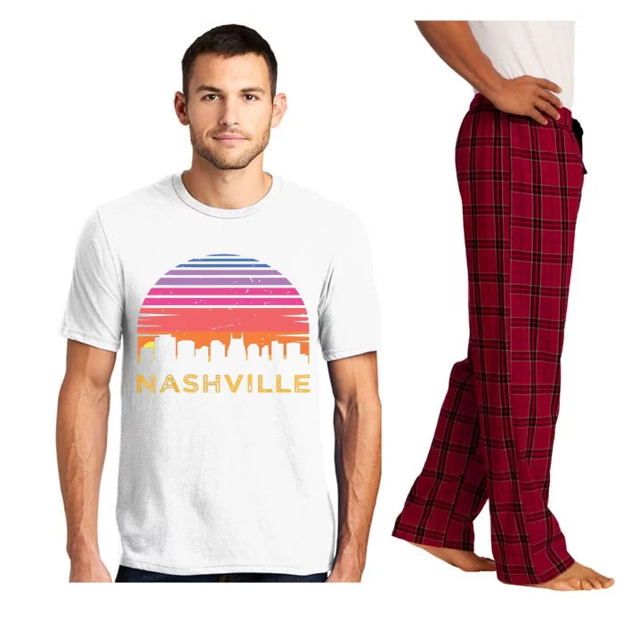 Retro Sunset Nashville Tennessee Vintage Skyline Souvenir Pajama Set