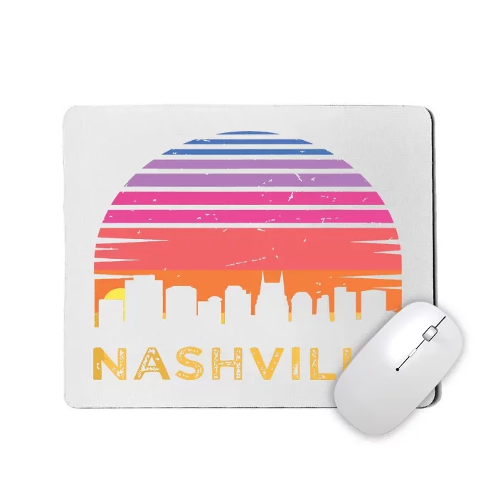 Retro Sunset Nashville Tennessee Vintage Skyline Souvenir Mousepad