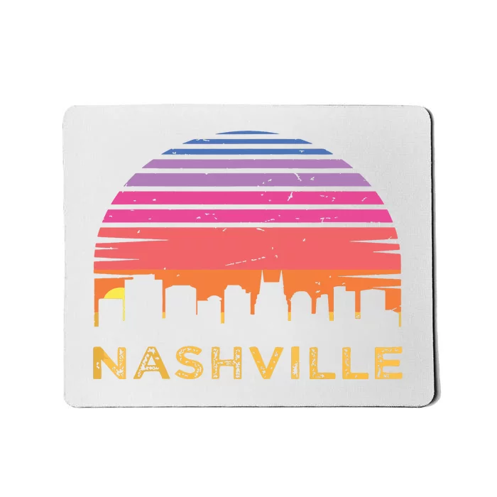 Retro Sunset Nashville Tennessee Vintage Skyline Souvenir Mousepad