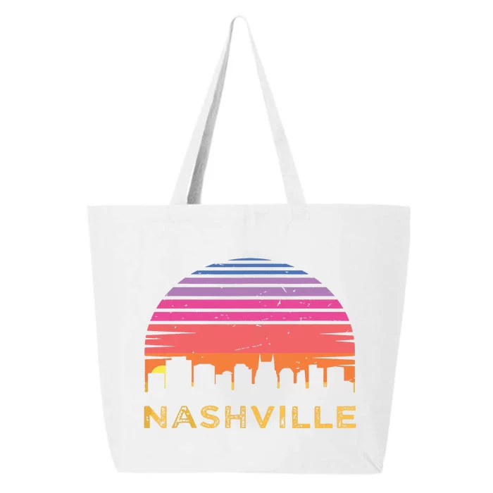 Retro Sunset Nashville Tennessee Vintage Skyline Souvenir 25L Jumbo Tote