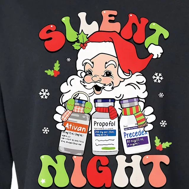 Retro Silent Night ICU Nurse Christmas Intensive Care Unit Cropped Pullover Crew