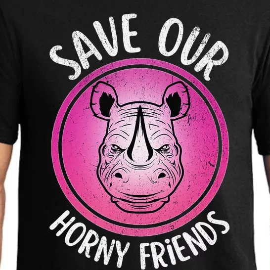 Rhino Save Our Horny Friends Funny Rhinoceros Pajama Set