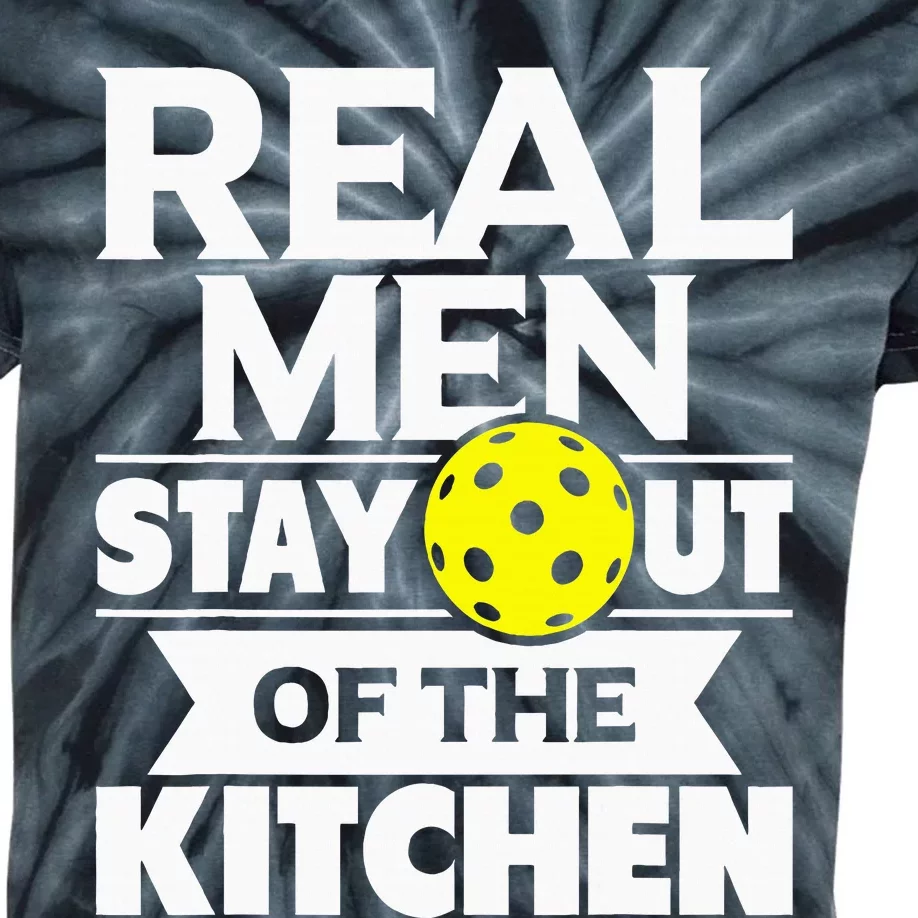 Real Stay Out Of The Kitchen Funny Pickleball Paddleball Kids Tie-Dye T-Shirt