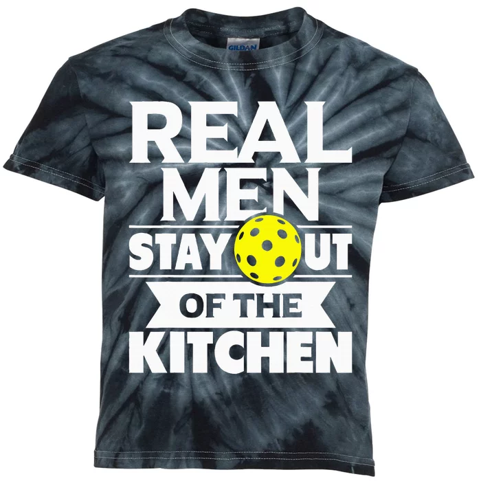 Real Stay Out Of The Kitchen Funny Pickleball Paddleball Kids Tie-Dye T-Shirt