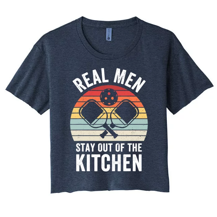 Real Stay Out of the Kitchen Funny Pickleball Vintage Women's Crop Top Tee