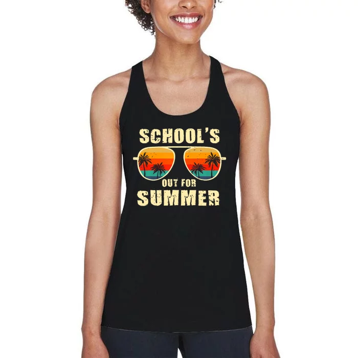 Retro Schools Out For Summer Last Day Of School Teacher Women's Racerback Tank