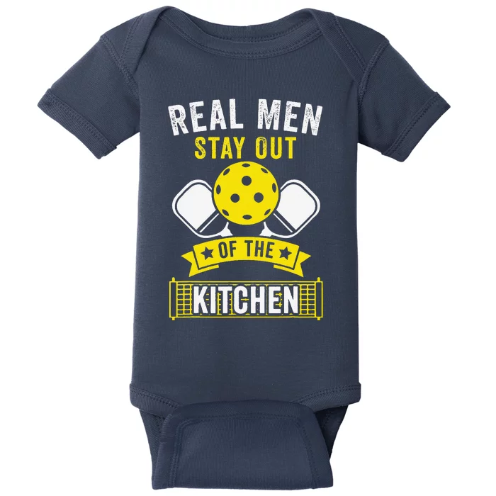 Real Stay Out Of The Kitchen Funny Pickleball Baby Bodysuit