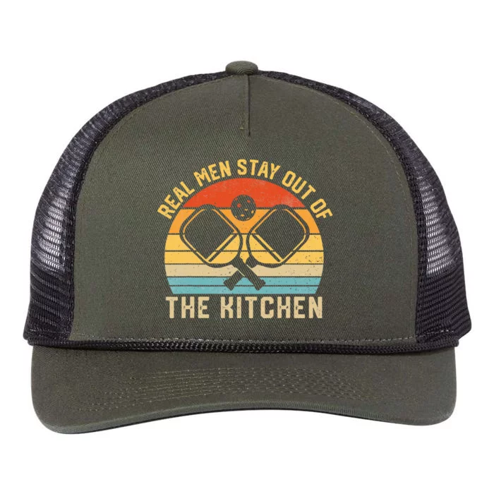 Real Stay Out Of The Kitchen Funny Pickleball Vintage Retro Rope Trucker Hat Cap