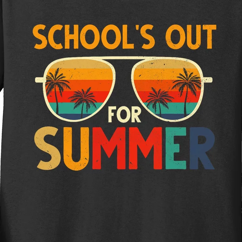 Retro Schools Out For Summer Last Day Of School Teacher Kids Long Sleeve Shirt